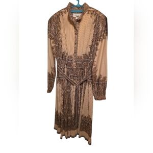 Elegant Tan Patterned Dress